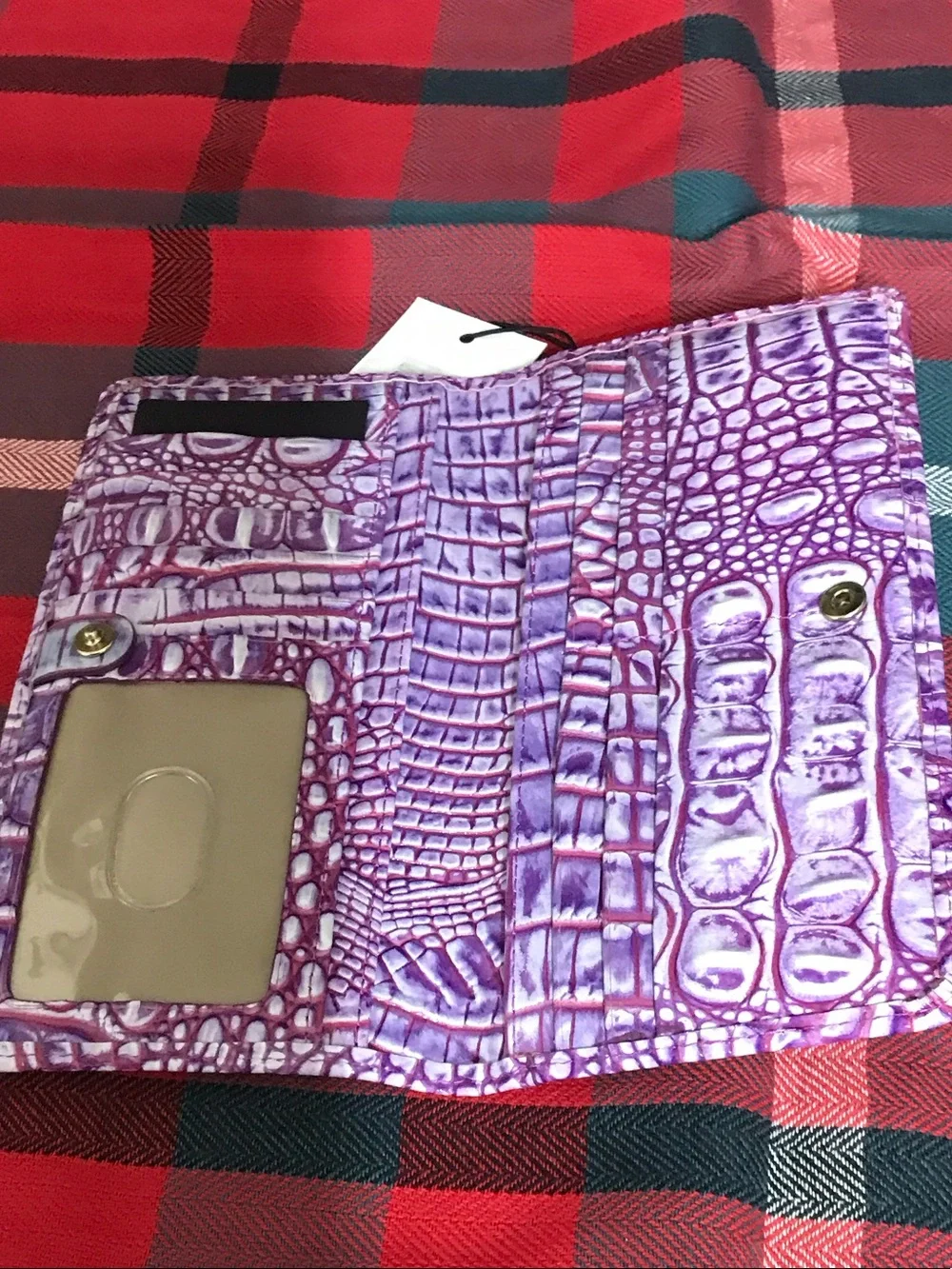 Brahmin Purple Embossed Croc-Pattern Wallet